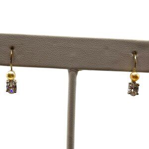 Vintage Avon 925‎ Sterling Silver Pink Pearl Rhinestone Dangle Drop Earrings